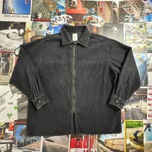 Old Navy Corduroy Zip Up Shirt Jacket Mens Medium Faded Black Workwear Overshirt